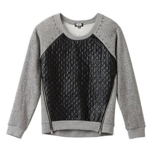 Disney X Star Wars | Gray and Black Faux Leather Quilted Sweater | Size Large 14 - Picture 1 of 13